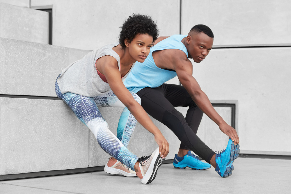 Active couple enjoying an outdoor fitness activity